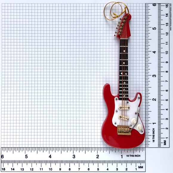 Mini Electric Guitar Fender Instrument Hanging Ornament Red Broadway Gifts music - Picture 13 of 13